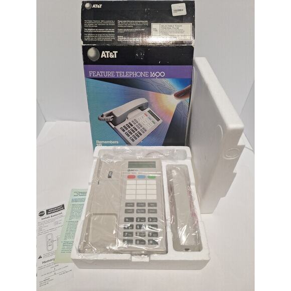 AT&T Feature Telephone 1600 Smokey Pearl – NOS Digital Display Phone- Mint - Picture 1 of 9